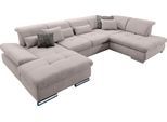 Wohnlandschaft "SO 4100 komfortable Federkernunterfederung, inkl. Kopfteilverstellung", grau (elefant 07), B:365cm H:80cm T:225cm, SET ONE BY MUSTERRING, Sofas, Wohnlandschaft, wahlweise Bettfunktion und Sitztiefenverstellung, U-Form