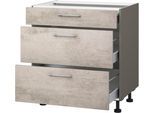 Kochfeldumbauschrank KOCHSTATION "KS-Trea U2AS80-H", grau (betonfarben hell, anthrazit), B:80cm H:75cm T:56cm, Schränke, Kochfeldumbauschrank, mit drei Schubkästen, Breite 80 cm, Höhe 75 cm