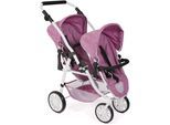 Puppen-Zwillingsbuggy CHIC2000 "Vario, Jeans Pink", rosa (jeans pink), Puppenwagen, KinderB:71cm H:79cm T:71cm, Kunststoff, Metall, Stoff, Puppen-Zwillingsbuggy, B:71cm H:79cm T:71cm