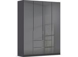 Drehtürenschrank OTTO HOME "Kleiderschrank Kleiderschränke Schrank Garderobe AGORDO mit Glasfront", grau (graumetallic, glas basalt), B:181cm H:229cm T:54cm, Holzwerkstoff, Schränke, Drehtürenschrank, mit Außenschubkästen, in 7 Breiten und 2 Höhen MADE IN GERMANY