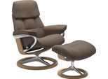 Relaxsessel STRESSLESS "Ruby", braun (mole batick), B:76cm H:100cm T:75cm, Leder PALOMA: durchgefärbtes Semianilin-Möbelleder;Leder BATICK: durchgefärbtes und genarbtes Möbelleder, Sessel, Relaxsessel, mit Signature Base, Größe S, Gestell Eiche, Wenge, Braun & Schwarz