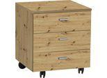Rollcontainer MÄUSBACHER "Big System Office", braun (asteiche), B:45cm H:51cm T:45cm, Rollwagen, Rollcontainer, Breite 45 cm