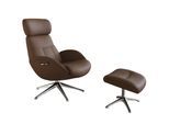 Relaxsessel FLEXLUX "Elegant, Funktionssessel, verstellbarer Rücken- und Kopfstütze", braun (modern cognac braun), B:90cm H:107cm T:89cm, Sessel, Relaxsessel, Premium Komfort, Rücken- und Kopfteilverstellung, Drehbar, Fuß Alu