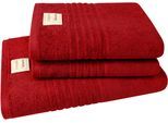 Handtuch Set DYCKHOFF "Nature", lila (amarena), 3 Stk., Frottier, Frottier, Obermaterial: 100% Baumwolle, Handtuch-Sets, Handtuch Set, 3er Set: 2x Handtücher, je 50 x 100 cm & 1x Badetuch 70 x 140 cm