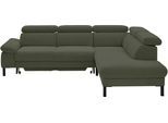 Ecksofa HOME AFFAIRE "Arnayon mit Querschläfer-Bettfunktion, Schlafsofa, großer Bettkasten", grün (oliv), B:272cm H:79cm T:217cm, 95% Polyester, 5% Nylon, Sofas, Ecksofa, manuelle Kopfteilverstellung, Tonnentaschen-Federkern, Feincord L-Form