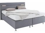 Boxspringbett, grau (strukturstoff grau), mit LED-Beleuchtung, Liegefläche B/L: 180cm x 200cm, H3, 7-Zonen-Kaltschaummatratze, Bezug Unterbox und Kopfteil: Strukturstoff (77% Polyester und 23% Viskose);Bezug Obermatratze 100% Polyester, waschbar bis 60C, WESTFALIA SCHLAFKOMFORT, Komplettbetten, Boxspringbett, wahlweise mit LED-Beleuchtung