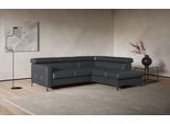 Ecksofa COTTA "Sammy L-Form", grau (fango), B:239cm H:74cm T:207cm, Microfaser Primabelle (100% Polyester);Die Rückseite und die Liegefläche der Bettfunktion in NaturLEDER ist mit schwarzem Spannstoff bezogen, Sofas, Ecksofa, mit Kopfteilverstellung, wahlweise mit Bettfunktion & Bettkasten