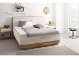 Boxspringbett OTTO HOME "JENNA in verschiedenen Farben und Breiten erhältlich", beige (sabbia), B:204cm L:216cm, Komplettbetten, Boxspringbett, LED-Beleuchtung, mit zertifizierten, recycelten Bezugsstoffen