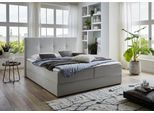 Boxbett "Lucy", grau (hellgrau), B:165cm L:214cm, Bezug Bettbox und Obermatratze: Strukturstoff (90% Polyester, 10% Nylon);Topper: Jersey (100% Polyester), ATLANTIC HOME COLLECTION, Komplettbetten, Boxbett, mit Bettkasten