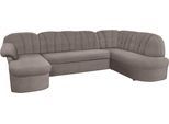 Wohnlandschaft DOMO COLLECTION "Pegnitz, zeitlos&modern, elegante Rückensteppung, Breite 292cm, U-Form", grau (stone), B:292cm H:82cm T:180cm, 100% Polyester, Sofas, Wohnlandschaft, wahlweise mit Bettfunktion