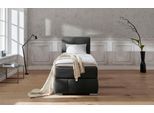 Boxspringbett HOME AFFAIRE "Wehma", grau (anthrazit), B:110cm L:213cm, Struktur fein (100% Polyester), Komplettbetten, Boxspringbett, inkl. Topper in 3 verschiedenen Matratzen, auch in Samtstoff
