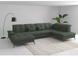 Wohnlandschaft SIT & MORE "Amica, U-Form, inkl. Sitztiefenverstellung und Armteilverstellung", grün (jungle), B:357cm H:90cm T:231cm, 90% Polyester, 10% Polyamid, Sofas, Wohnlandschaft, wahlweise mit Kopfteilverstellung, Bettfunktion und Bettkasten