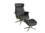 Relaxsessel FLEXLUX "Clement Rücken u. Kopfverstellung, ergonomisch, Airchannels", grau (warm mineral grau), B:83cm H:112cm T:125cm, 100% Echteder, Sessel, Relaxsessel, Rücken- & Kopfteilverstellung, Drehbar, Armlehne Eiche, Fuß Alu