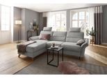 Ecksofa HOME AFFAIRE "Westerland L-Form", grau (hellgrau), B:252cm H:90cm T:162cm, 100% Polyester, Sofas, Ecksofa, Federkern-Polsterung, wahlweise mit Bettfunktion, Bettkasten