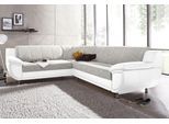 Ecksofa TRENDMANUFAKTUR "Rondo 3, zeitlos und modern, im Materialmix, L-Form", weiß (weiß, cappuccino), B:267cm H:85cm T:247cm, Primabelle-Microfaser;Kunstleder SOFTLUX / Struktur (77% Polyester; 23% Polyacryl), Sofas, Ecksofa, wahlweise Federkern für hohen Sitzkomfort, wahlweise Bettfunktion