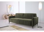 3-Sitzer EXXPO - SOFA FASHION "Grande, Schlafsofa, Dauerschläfer, Microvelours-Bezug, Breite 222cm", grün, B:222cm H:90cm T:100cm, Sofas, 3-Sitzer, mit Bettfunktion und Bettkasten, komfortabler Federkern