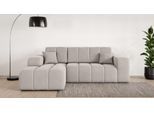 Ecksofa OTTO HOME "CASSY L-Form, Schlafsofa mit Bettkasten, Maße B/T/H: 245/165/88 cm", grau (taupe), B:244,5cm H:88cm T:164,5cm, 94% Polyester, 6% Nylon, Sofas, Ecksofa, mit 2 Rückenkissen, Recamiere rechts oder links bestellbar