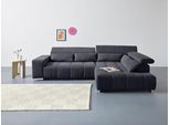 Ecksofa COTTA "Orion L-Form", schwarz, B:310cm H:70cm T:225cm, 90% Polyester, 10% Polyamid, Sofas, Ecksofa, mit Kopfteilverstellung & 5 Nierenkissen