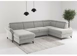 Wohnlandschaft SIT & MORE "Glendale, U-Form", hellgrau, B:321cm H:84cm T:193cm, 100% Polyester, Sofas, Wohnlandschaft, inkl. Kopfteilverstellung,wahlweise mit Vorziehsitz und Bettkasten