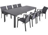 Garten-Essgruppe GARDEN PLEASURE "AMIRA", grau (grau, hellgrau, hellgrau, dunkelgrau), B:300cm H:89cm T:56cm, Aluminium, Polyester, Sitzmöbel-Sets, Garten-Essgruppe, mit ausziehbarem Tisch