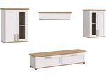 Wohnwand HOME AFFAIRE "Cosenza", weiß (sibu lärche nachbildung), B:316cm H:161cm T:40cm, Kastenmöbel-Sets, Wohnwand, Cosenza, Breite: 336 cm,2xVitrine,Lowboard, Wandboard