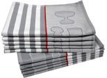 Geschirrtuch DYCKHOFF "Gläser / Halbleinen", grau (anthrazit), B:50cm L:70cm, 45% Leinen, 55% Baumwolle, Geschirrtücher, Geschirrtuch, mit Gläser & Streifen Motiv, Maße je Tuch ca. 50x70 cm