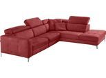 Ecksofa EGOITALIANO "Matt, hoher Sitzkomfort und aufwendige Detailverarbeitung, L-Form", rot (marsala), B:285cm H:100cm T:221cm, Luxus-Micofaser Lederoptik (100% Polyester) ist ein neues technisches Gewebe mit einem visuellen und taktilen Aspekt, der dem Nubuk sehr nahe kommt, mit innovativen Eigenschaften. Seine außerordentliche Weichheit kommt von einem exklusiven Produktionsprozess, der Unreinh