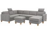 Wohnlandschaft HOME AFFAIRE "Earl U-Form", grau, B:292cm H:80cm T:204cm, Struktur fein (100% Polyester);Luxus-Microfaser ALTARA NUBUCK (100% Polyester);Luxus-Microfaser in Lederoptik (100% Polyester), Sofas, Wohnlandschaft, wahlweise auch mit Bettfunktion oder Bettfunktion mit Bettkasten