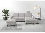 Ecksofa HOME AFFAIRE "Summer L-Form", silber, B:249cm H:91cm T:164cm, 95% Polyester, 5% Polyamid, Sofas, Ecksofa, mit Recamiere, mit oder ohne Bettfunktion und Bettkasten, Cord-Bezug