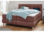 Boxspringbett HOME AFFAIRE "Salo", braun, B:174cm L:211cm, Struktur (100% Polyester);Bezug der Spiegelfläche Matratzendrell aus 100% Polyester;Samtoptik (100% Polyester), Komplettbetten, Boxspringbett, incl. Topper, 6 Breiten, 2 Härtegrade, TFK auch in Härtegrad 4