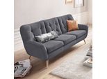 3-Sitzer EXXPO - SOFA FASHION "Scandi, bequem, aufwendige Rückenpolsterung für mehr Sitzkomfort", grau (anthrazit), B:187cm H:92cm T:92cm, Korpus: 100% PES;Luxus-Microfaser (100% Polyester), Sofas, 3-Sitzer, aktuelle Farben in hochwertigen Bezugsqualitäten, Holzfuß