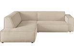 Ecksofa 3C CANDY "Matteo in elegant, kubischer Formensprache, bequem, L-Form", beige (nature), B:254cm H:72cm T:224cm, 88% Polyester, 12% Polyacryl, Sofas, Ecksofa, mit auffälliger Kedernaht, Cord-Bezug, Lounge-Charakter, OTTOs Choice