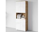 Aktenschrank HOME AFFAIRE "Vera, Mehrzweckschrank mit LED-Beleuchtung", weiß (votan eichefarben, weiß hochglanz), B:68cm H:181,9cm T:33cm, FSC-zertifizierter Holzwerkstoff, Schränke, Aktenschrank, Praktischer Stauraum mit höhenverstellbaren Ablageböden, H. 182 cm
