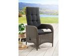 Gartensessel DESTINY "PALMA", grau (vintage grau), B:60cm H:110cm T:62cm, Obermaterial: 100% Polyester. Füllung: 100% Polyurethan, Sessel, Gartensessel, Aluminium, Polyrattan, inkl. Auflagen