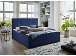 Boxbett "Lucy", blau (navyblau), B:185cm L:214cm, Bezug Bettbox und Obermatratze: Strukturstoff (90% Polyester, 10% Nylon);Topper: Jersey (100% Polyester), ATLANTIC HOME COLLECTION, Komplettbetten, Boxbett, mit Bettkasten