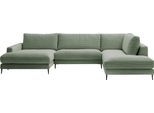 Wohnlandschaft HOME AFFAIRE "Downtown XXL B/T/H: 341/223/84 cm Loungemöbel zum Relaxen", grün (oliv), B:341cm H:84cm T:223cm, 88% Polyester, 12% Polyacryl, Sofas, Wohnlandschaft, weicher Sitzkomfort, Cord-Bezug, weicher Sitzkomfort U-Form
