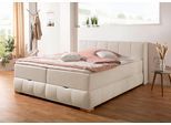 Boxbett HOME AFFAIRE "Chelles", beige (beige, natur), B:207cm L:225cm, Komplettbetten, Boxbett, inkl. Topper und Bettkasten