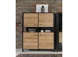 Highboard FORTE "High Rock", schwarz, B:121,3cm H:152,3cm T:40,2cm, Sideboards, Highboard, Breite ca. 121 cm