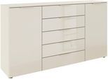 Schubkastenkommode RAUCH "Kommode Türkommode Sideboard Kombikommode FLIPP mit Glasfront", beige (beige, glas beige (champagner)), B:180cm H:100cm T:42cm, Holzwerkstoff, Sideboards, Schubkastenkommode, 2-trg mit 5 Schubladen und Soft-Close, 2 Breiten MADE IN GERMANY