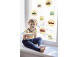Fensterbild KOMAR "Cars Ka-Chow Bubbles - Größe 30 x 30 cm, 2 Bogen", bunt, B:30cm L:30cm, Fensterbilder, Fensterbild, Fenstersticker, selbsthaftend