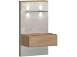 Nachtkonsole OTTO HOME "Gala, beige hochglänzend UV lackiert und melaminbeschichtet, kratzfest", beige (beige, pacific walnut), B:56cm H:100cm T:47cm, Holzwerkstoff, MDF, Sideboards, Nachtkonsole, mit Beleuchtung,wahlweise rechte oder linke Bedienung,FSC-zertifiziert
