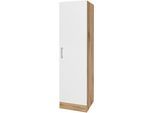 Vorratsschrank KOCHSTATION "KS-Toronto", weiß (weiß, wotaneiche), B:50cm H:200cm T:60cm, Holzwerkstoff, Schränke, Vorratsschrank, Breite 50 cm, mit 8 Einlegeböden
