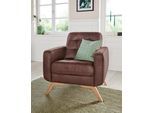 Sessel EXXPO - SOFA FASHION "Fiord, Loungesessel", braun (schoko), B:81cm H:87cm T:78cm, Webvelours (100% Polyester);Vintage (100% Polyester), Sessel, Sessel, aktuelles Design, tolle Detailverarbeitung im Sitz und Rücken