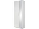 Garderobenschrank RAUCH "Garderobe Drehtürenschrank Kleiderschrank Schrank Mehrzweck MINOSA", weiß (alpinweiß, hochglanz weiß), B:69cm H:197cm T:41cm, Holzwerkstoff, Schränke, Garderobenschrank, mit Spiegel, Breite 69 cm, ausziehbare Kleiderstange MADE IN GERMANY