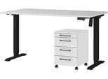 Büromöbel-Set GERMANIA "Profi 3.0", schwarz (lichtgrau, schwarz), Schreibtisch 140cm breit Holzwerkstoff Metall, Holzwerkstoff, Metall, Arbeitsmöbel-Sets, Büromöbel-Set, Büromöbel-Set bestehend aus Schreibtisch und Rollcontainer