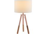 SALESFEVER Tischleuchte "Inese", weiß (weiß, kupferfarben, natur), 1, Ø 30cm H: 55cm, 1 Stk., Leuchten, Dreibeiniges Stativ, skandinavisches Design, Tischleuchte