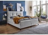 Boxspringbett "Romy", grau (hellgrau), B:185cm L:214cm, Bezug Bettbox und Obermatratze: Strukturstoff (90% Polyester, 10% Nylon);Topper: Jersey (100% Polyester), ATLANTIC HOME COLLECTION, Komplettbetten, Boxspringbett, Taschen-Federkernmatratze, inkl. Topper