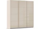 Schwebetürenschrank OTTO HOME "Kleiderschrank Schrank Garderobe AGORDO mit Glasfront", beige (beige, glas beige (champagner)), B:203cm H:210cm T:62cm, Holzwerkstoff, Schränke, Schwebetürenschrank, durchdachte Innenausstattung, in 4 Breiten und 2 Höhen MADE IN GERMANY