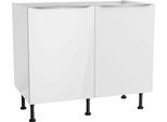 Spülenschrank KOCHSTATION "KS-Aken", weiß (weiß hochglanz, weiß), B:100cm H:87cm T:58,4cm, Schränke, Spülenschrank
