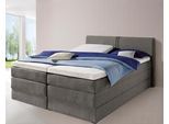 Boxspringbett HAPO, schwarz (schwarz, kunstleder), Liegefläche B/L: 200cm x 200cm, kein Härtegrad, 7-Zonen-Kaltschaummatratze, Kopfteil, seitliche Unterbox und Obermatratze sind mit pflegeleichtem Feinstrukturstoff in Leinenoptik (100% Polyester) oder Kunstleder bezogen;Die Oberseite der Unterfederung und die Ober- und Unterseite der Obermatratze sind jeweils mit einem rutschhemmenden Stoff aus 10